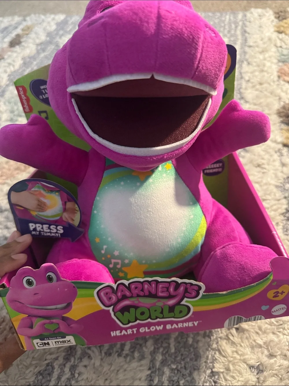 Fisher-Price  Barney Heart Glow Singing Plush - Purple and Green Block Figure